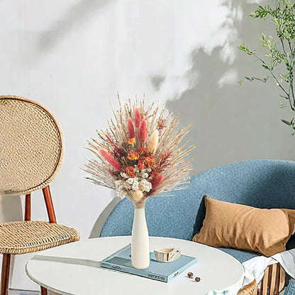 Dried Flowers with Vase,Dried Pampas Grass Bouquet, Wedding Table Decor, Boho Home Decor, Fall Wedding Decorations, Farmhouse Party Table Centrepieces. (Fall)