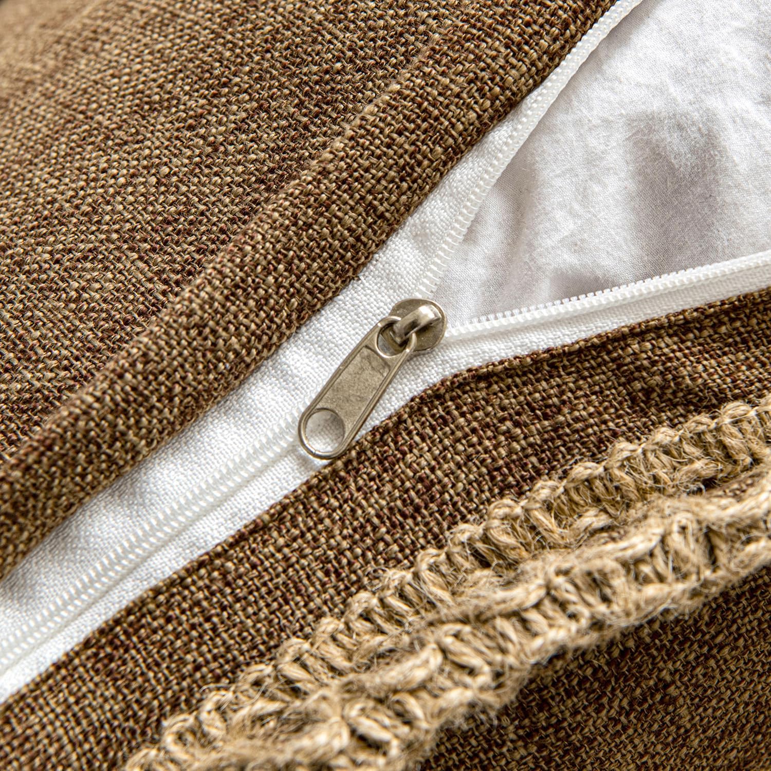 Pack of 2 Decorative Throw Pillow Covers Modern Farmhouse Outdoor Pillow Covers Neutral Linen Burlap Pillowcases Cushions for Couch Bed Living Room Sofa, Coffee 18 X 18 Inches 45 X 45 Cm