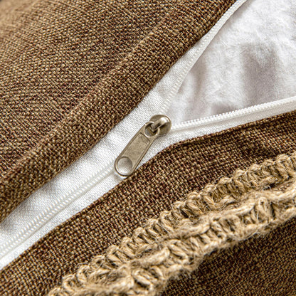 Pack of 2 Decorative Throw Pillow Covers Modern Farmhouse Outdoor Pillow Covers Neutral Linen Burlap Pillowcases Cushions for Couch Bed Living Room Sofa, Coffee 18 X 18 Inches 45 X 45 Cm