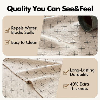 Natural Beige Linen Table Cloth Rectangle Tablecloth Waterproof Spillproof Cross-Star Textured Table Cloth, Decorative Rustic Farmhouse Style for Dining/Party/Buffet/Wedding,52X70 Inch