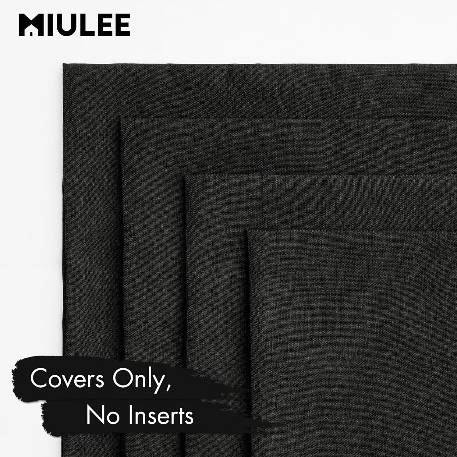 Pack of 4 Decorative Outdoor Throw Pillow Covers Linen Waterproof Pillow Covers Farmhouse Cushion Cases for Patio Garden Tent Balcony Couch Sofa 16X16 Inch Black