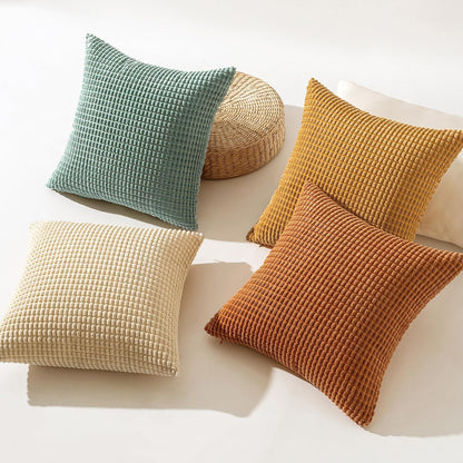 Boho Farmhouse Decorative Pillow Covers 18X18 Inch Set of 4 Rustic Modern Fall Home Decor Couch Home Decor Couch Throw Pillows Summer Corduroy Pillowcases for Sofa Living Room Bed Orange/Teal