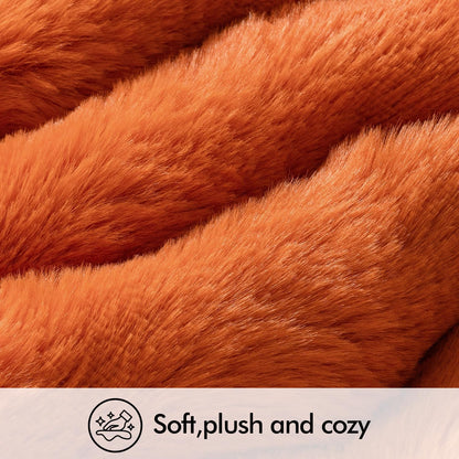 Pack of 2 Decorative Pillow Covers Fall Thick Soft Plush Faux Fur Throw Pillows Luxury Home Decor for Couch Bedroom Living Room Sofa,20X20 Inch Burnt Orange