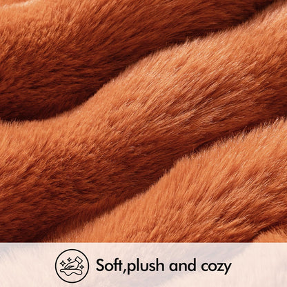 Pack of 2 Decorative Pillow Covers Fall Thick Soft Plush Faux Fur Throw Pillows Luxury Home Decor for Couch Bedroom Living Room Sofa,20X20 Inch Rust