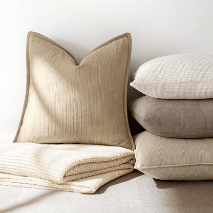 20X20 Inch Oatmeal Decorative Couch Pillow Covers Set of 2 Chenille Throw Pillow Covers Farmhouse Cushion Cases with Elegant Design for Home Decor Sofa Bedroom Living Room