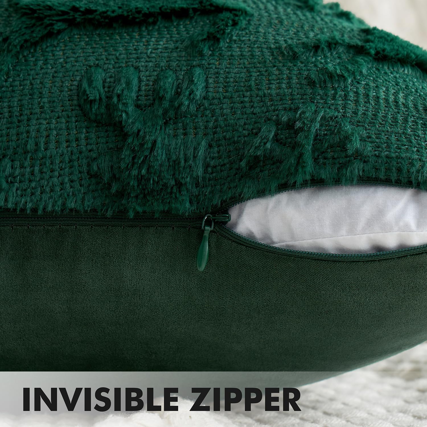 Christmas Reindeer and Snowflakes Pillow Covers 18X18 Inch Dark Green Throw Pillows Set of 2 Decorative Festival Soft Fluffy Winter Pillow Covers for Home Decors Couch Sofa Livingroom Bed