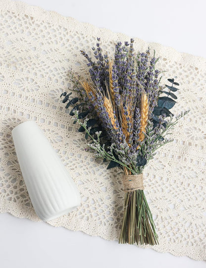 Lavender Bouquets with Vases, Dried Flower Bouquets with Ceramic Vases, Wedding Party Decorations, Farmhouse Decorations, Wedding Table Centerpieces (Lavender)