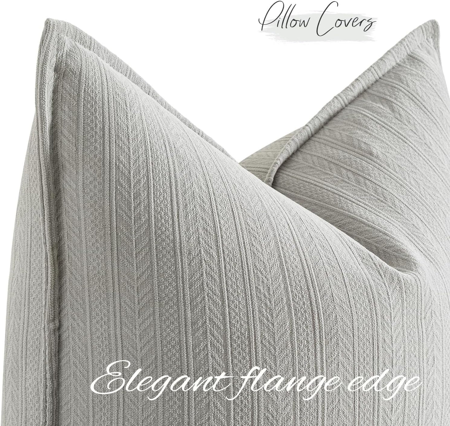 20X20 Inch Grey Decorative Couch Pillow Covers Set of 2 Chenille Throw Pillow Covers Farmhouse Cushion Cases with Elegant Design for Home Decor Sofa Bedroom Living Room