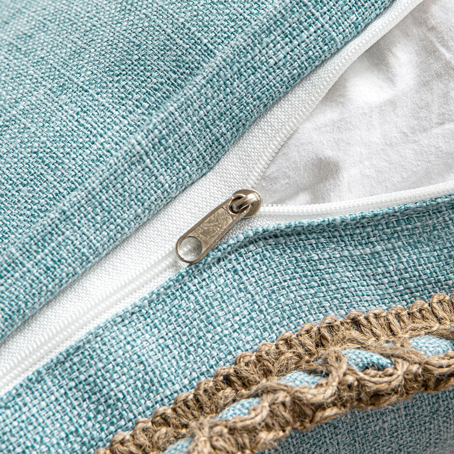 Pack of 2 Decorative Throw Pillow Covers Modern Farmhouse Outdoor Summer Pillow Covers Neutral Linen Burlap Pillowcases Cushions for Couch Bed Living Room Sofa, Light Blue 18 X 18 Inches