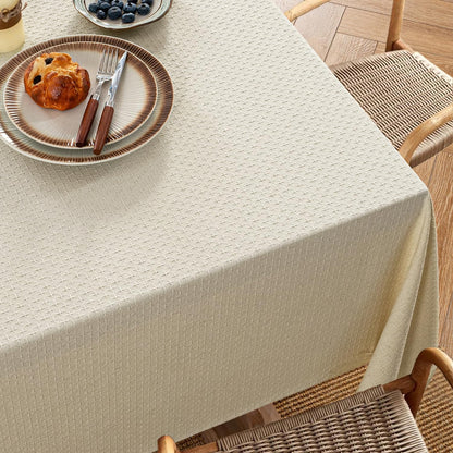 Natural Linen Cottton Table Cloth Rectangle Tablecloth Waterproof Spillproof Cross-Star Textured Table Cltoth Decorative Farmhouse Style for Dining Party Weddings 52X70 Inch