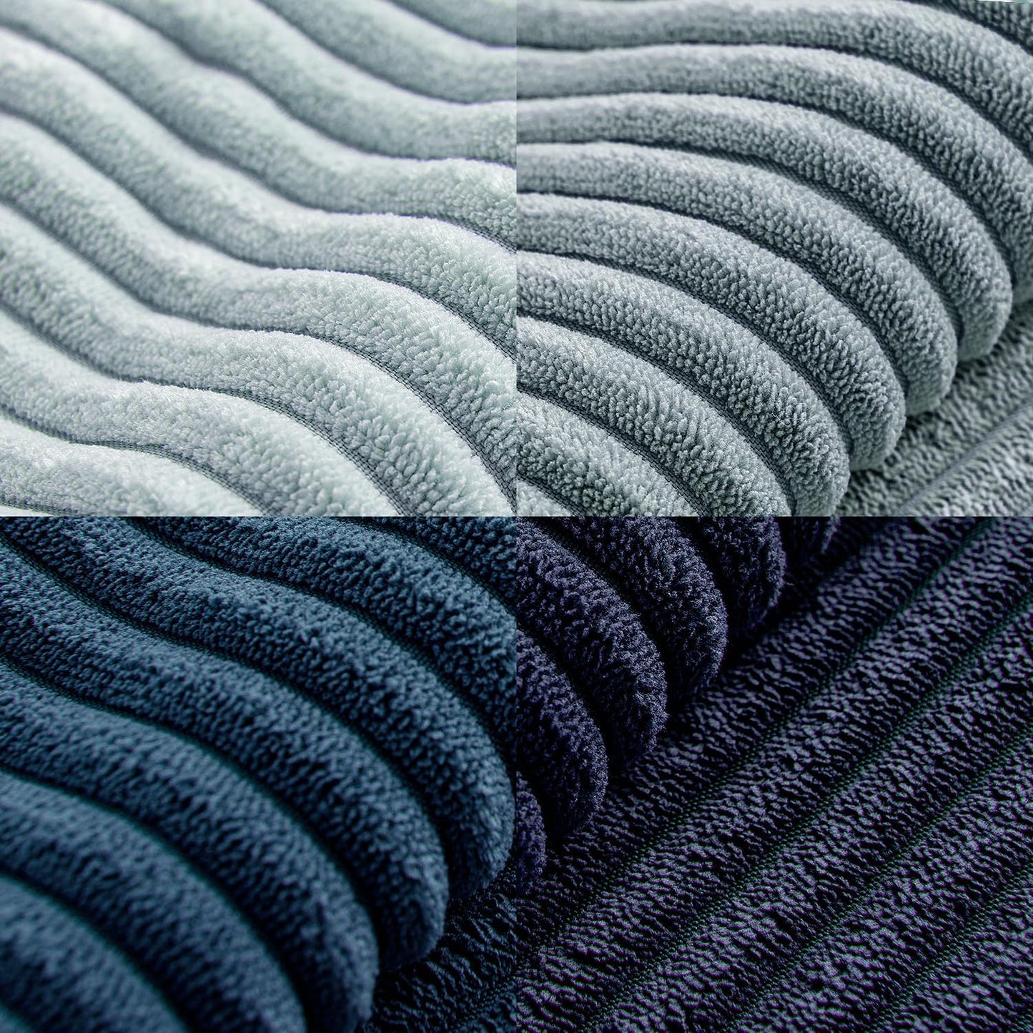 Dusty Blue Navy Throw Pillow Covers 18X18 Inch 4 Packs Soft Boho Decorative Gradient Series Pillow Cases Farmhouse Euro Cushion Covers for Couch Sofa Bed Corduroy Striped Home Decor