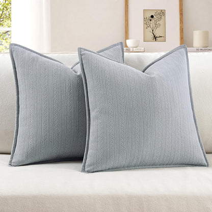 20X20 Inch Aqua Blue Decorative Couch Pillow Covers Set of 2 Chenille Throw Pillow Covers Coastal Farmhouse Cushion Cases with Elegant Design for Home Decor Sofa Bedroom Living Room