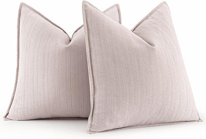 20X20 Inch Aesthetic Pink Decorative Couch Pillow Covers Set of 2 Chenille Throw Pillow Covers Farmhouse Cushion Cases with Elegant Design for Home Decor Sofa Bedroom Living Room