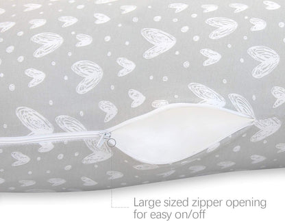 Pregnancy Pillow Cover U-Shaped, Super Soft Replacement Cover for Maternity Pillow, Full Body Asymmetric Pregnancy Pillow Case, Universal Fit, Grey Hearts Print
