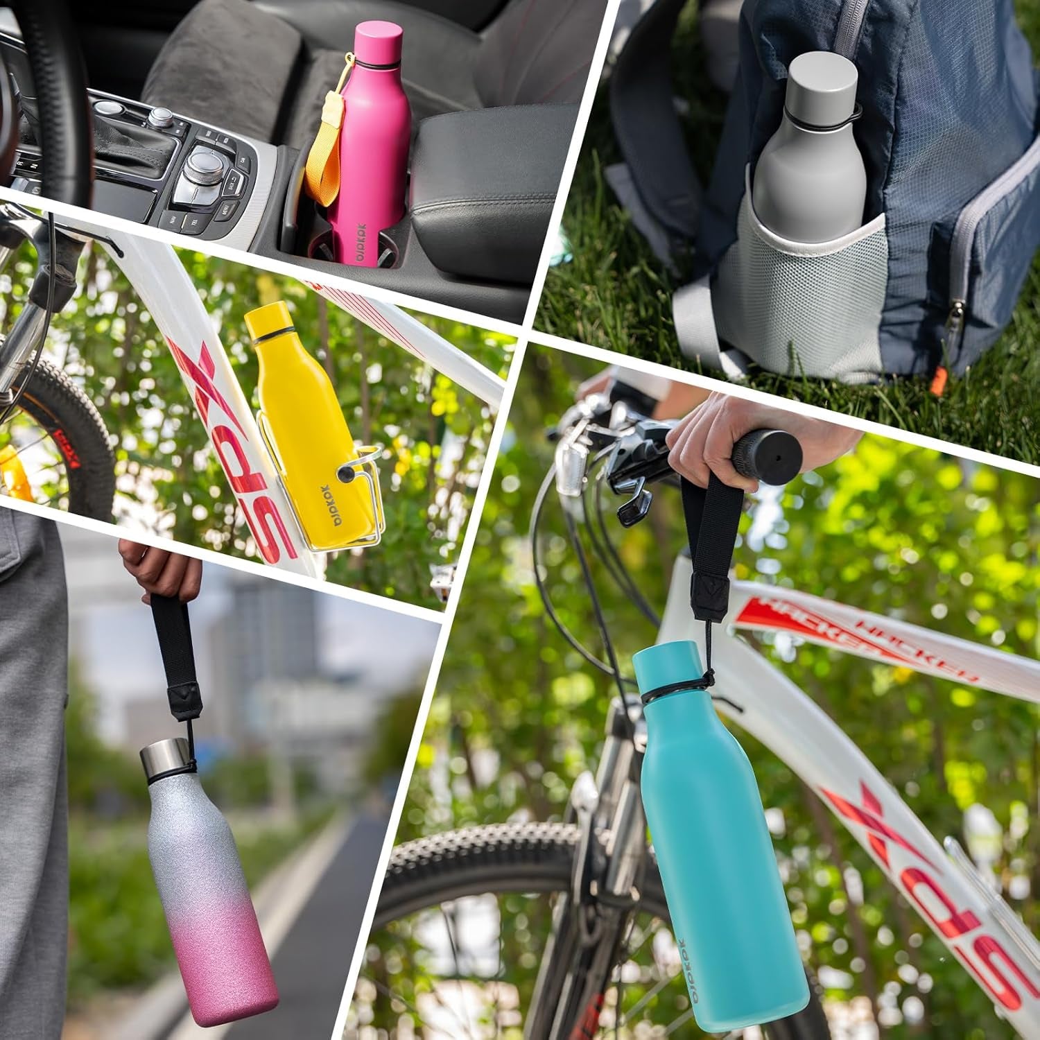 Insulated Water Bottles, 18 Oz Stainless Steel Metal Water Bottle with Strap, BPA Free Leak Proof Thermo, Mugs, Flasks, Reusable Thermo for Sports & Travel, Mist Grey