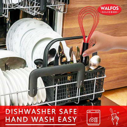 Flat Silicone Whisk,  11'' Wires Silicone Whisk for Blending Beating Stirring and Kitchen Cooking