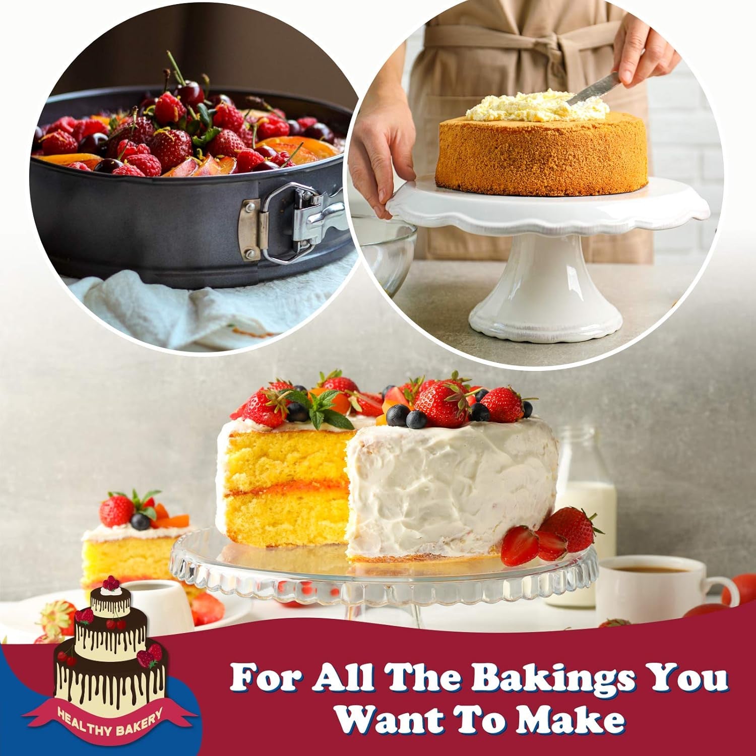 9 Inch Non-Stick Cheesecake Pan Springform Pan with Removable Bottom/Leakproof - Black