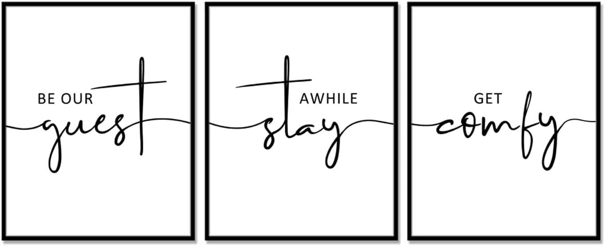 Guest Room Wall Art Be Our Guest Stay Awhile Get Comfy over the Bed Sign Wall Decor Bedroom Artwork Pictures New Home Decor UNFRAMED 11X14Inch