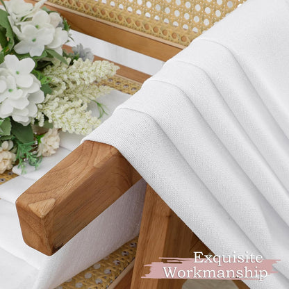 White Short Faux Linen Textured Cafe Kitchen Curtains 36 Inch Length 2 Panels, over Sink Semi Sheer Farmhouse Light Filtering Panels Rod Pocket Drapes for Bathroom Window, 40 X 36 Inch