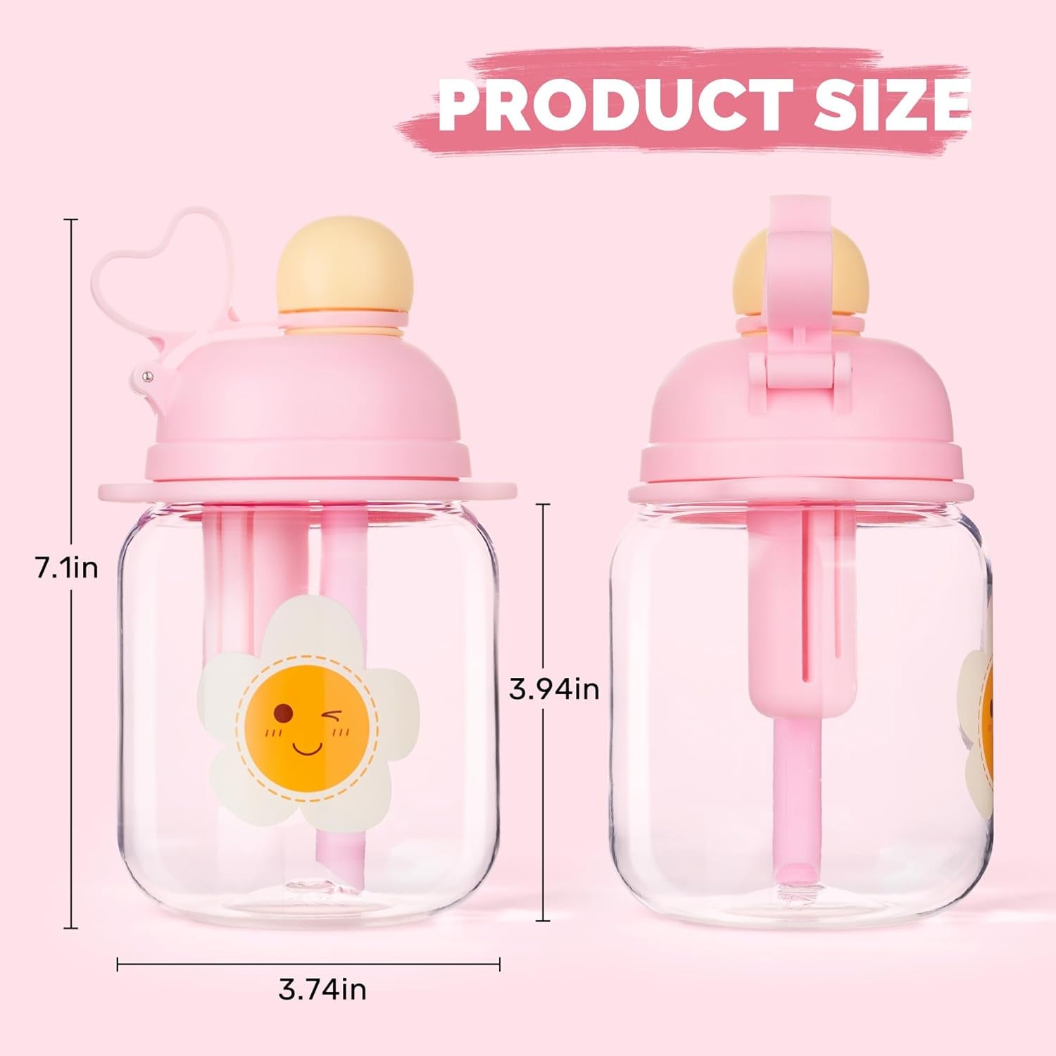 27Oz Pink Tritan Toddler Water Bottle with Straw, BPA Free, Leak-Proof, Includes Fruit Infuser Strainer, Perfect for School and Sports