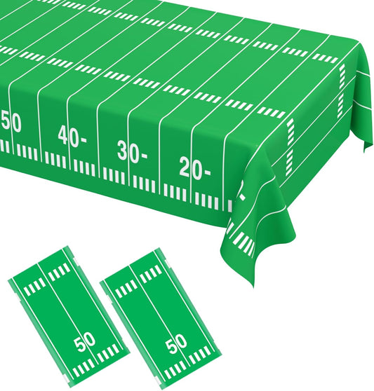 2 Pack Football Tablecloths, Football Themed Disposable Plastic Table Cover for Birthday, Sports Party Games Decorations 54 X 108 Inch