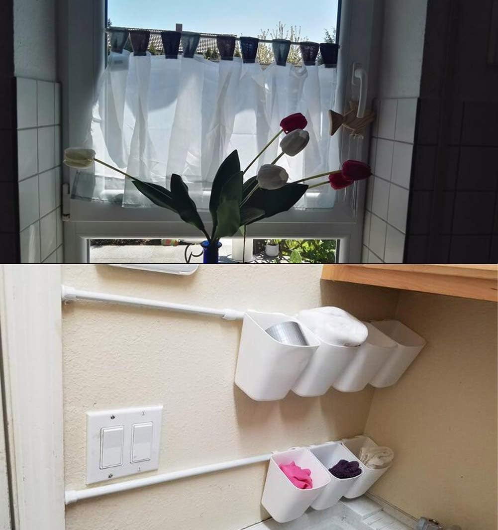 2 Pack Spring Tension Curtain Rod for Window 28 to 48 Inch, Adjustable Expandable Small Curtain Tension Rods No Drill for Kitchen, Bathroom, Doorway, Cupboard(Oak)