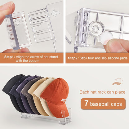 Hat Stand for Baseball Caps, 2 Pcs Hat Organizer for 14 Baseball Caps, Hat Racks for Baseball Caps, Hat Holder Display and Organizer for Bedroom, Closet, Dresser, Office