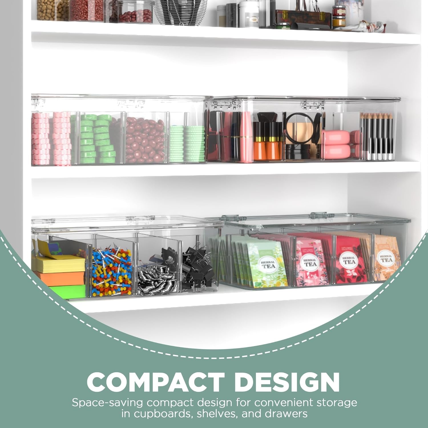 - Pantry Organizers and Storage and Cabinet Organizer - 3 Pack Stackable Tea Bag Organizer or Holder with Lids for Fridge, Refrigerator, Kitchen, Cupboard, Snack & Spice Organization