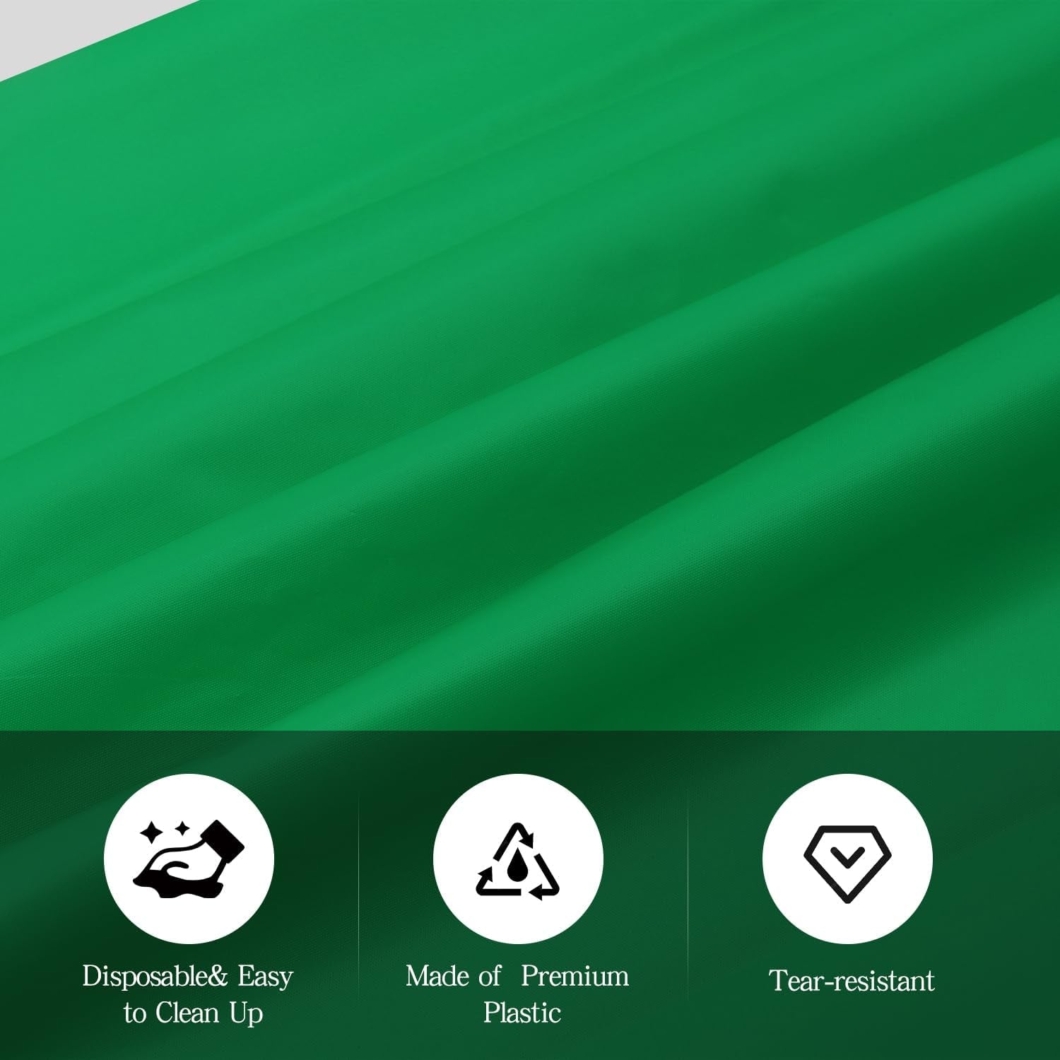 Green 6 Pack Plastic Table Cloth 54" X 108", Disposable Tablecloths Rectangle Table Cover, Plastic Tablecloth for Parties