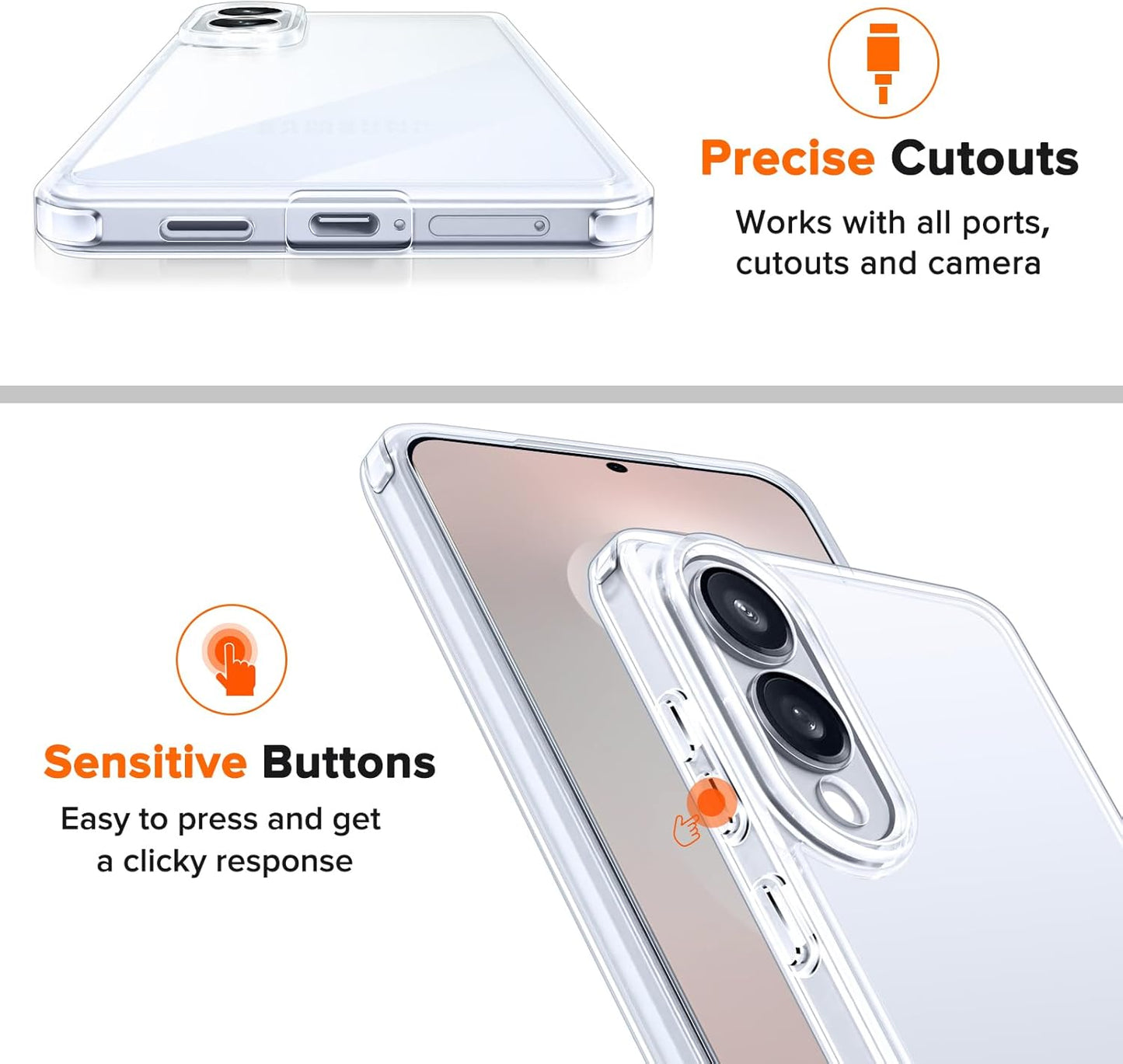 3-In-1 Case for Samsung Galaxy S25 Edge 5G 6.7" with 2 Pack Tempered Glass Screen Protector[Full Coverage], [Military Grade Protection] S25 Edge Slim Phone Bumper Cover Clear [Non-Yellowing]