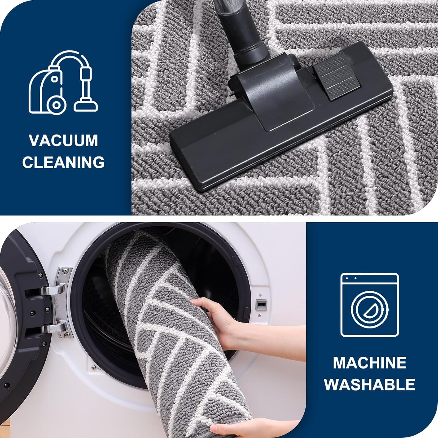 Indoor Door Mat, 32X20 Inch, Dirt Resistant and Absorbent, Non-Slip Rubber Backing Floor Mats, Easy Clean Low-Profile Doormat for Entryway, Front Door, and inside Entrance, Grey