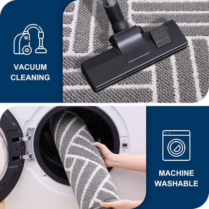 Indoor Door Mat, 32X20 Inch, Dirt Resistant and Absorbent, Non-Slip Rubber Backing Floor Mats, Easy Clean Low-Profile Doormat for Entryway, Front Door, and inside Entrance, Grey