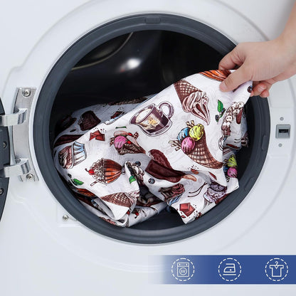 Rectangle Printed Fabric Tablecloth, Elastic Fitted Table Cloth for 6 Foot Table, Washable Polyester Table Cover for Outdoor, Picnic, Camping and Indoor, (Ice Cream, 30" X 72")