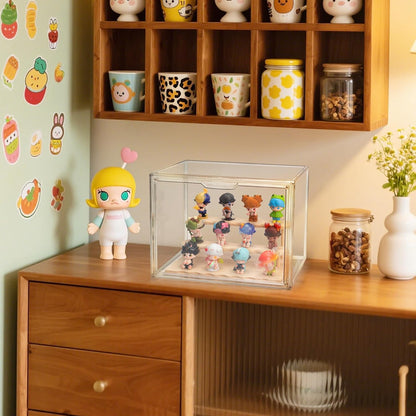 Blind Box Display Case, Acrylic Figures Display Case Clear for Collectibles, Birthday Gift, Stackable Storage Box with Magnetic Door Action