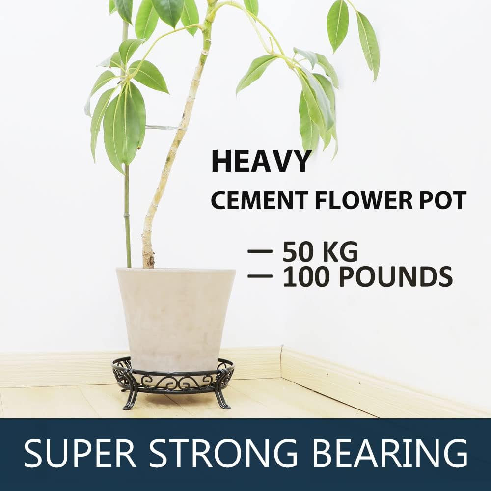 Metal Plant Stand for Outdoor Indoor, Heavy Duty Flower Pots Holder Rustproof Wrought Iron Planter Stands Garden round Supports Rack for Planter 11.8 Inches, Bronze Brown