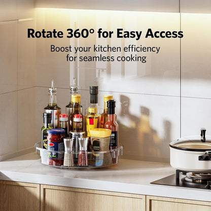 4 Pack Lazy Susan Organizer, Clear Lazy Susan Turntable for Cabinet, Refrigerator, Table Top, Kitchen, Bathroom, Pantry Organizers and Storage, 2 Sizes Included 12In, 10.6In