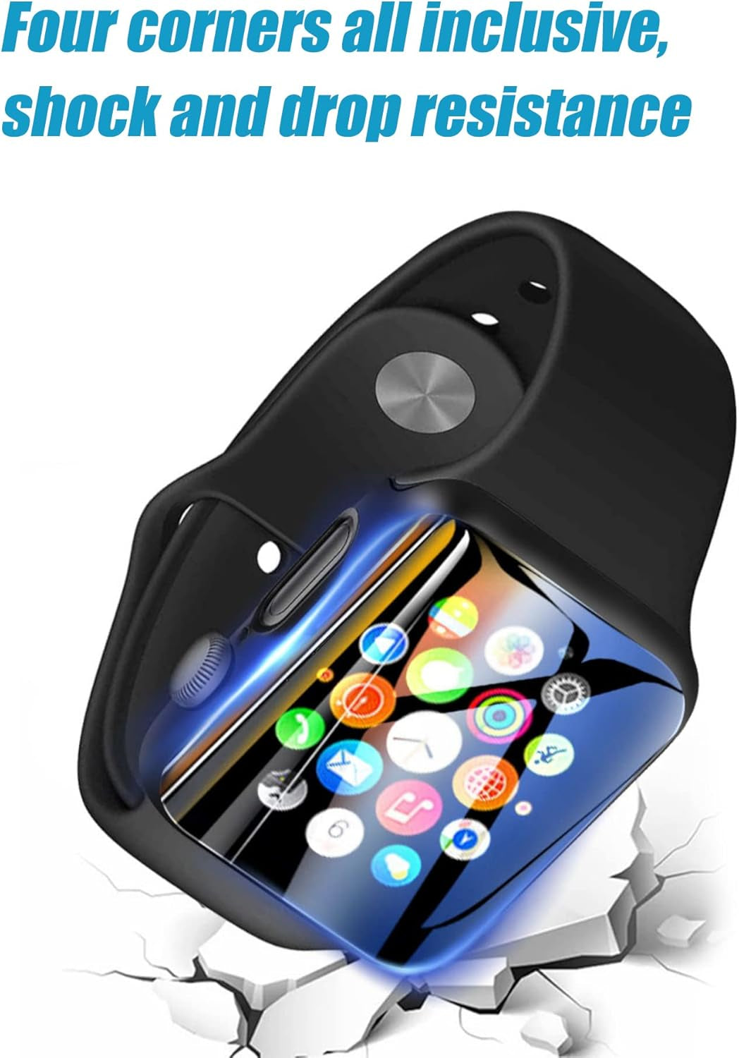 for Apple Watch Series 9 & 8 & 7 Screen Protector Case [45Mm], Ultra-Thin Hard PC Case Built in Tempered Glass for Iwatch, Shockproof Cover with Button [2 Pack][Black]