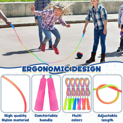 Kids Jump Rope, Colorful Gradient Nylon Skipping Ropes for Children, 7.55FT Adjustable Length, Plastic Handles, Lightweight Jumping Ropes for Schools, Events, and Family Fun