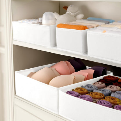 Underwear Sock Drawer Organizer Dividers 8 Set, Foldable Dresser Closet Organizers and Storage Bins for Baby Clothing, Sock, Underwear, Bra, Ties, Scarf (White)