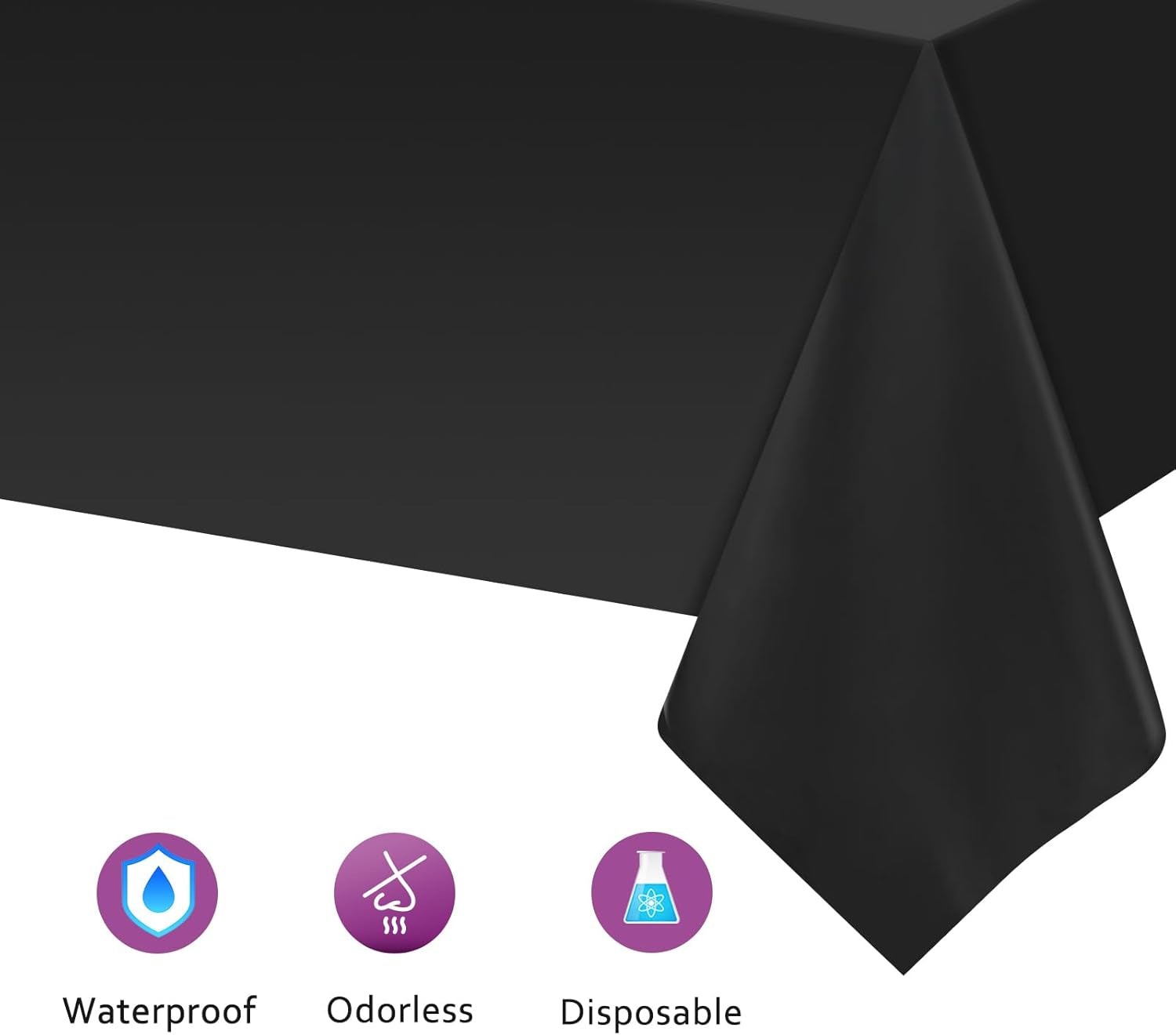 2PCS Black Plastic Tablecloths 54 X 108 Inch, Disposable Table Cloths Rectangle Party Table Covers