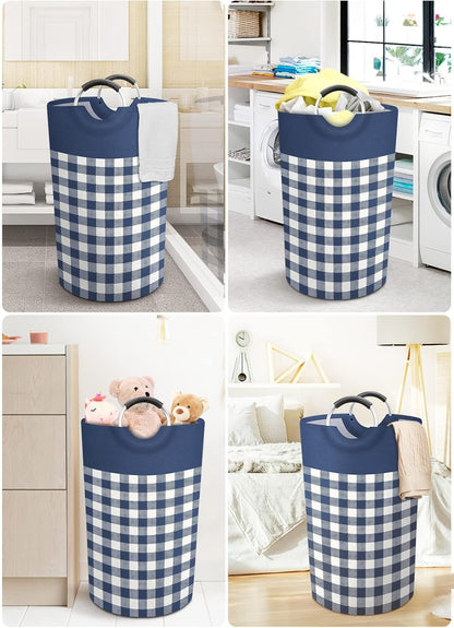 Large Waterproof Laundry Hamper with Handles - Collapsible Tall Storage Bag for College Dorms and Family Use (Blue, 82L)