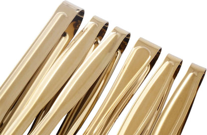 Gold Plated Mini Serving Tongs Set 6-Inch Appetizers Tongs Stainless Steel Small Sugar Cube Tongs Ice Tongs, Set of 6