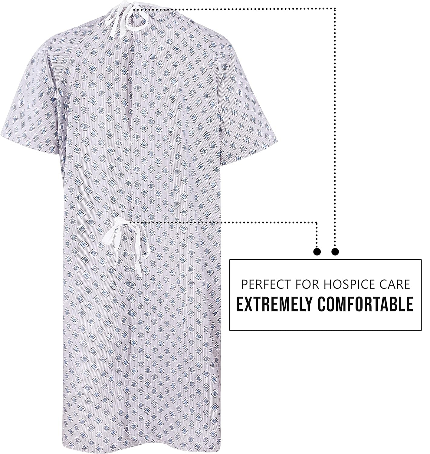 4 Pack Unisex Hospital Gowns, Extra Long Length Patient Gowns with Back Tie for Men and Women, Comfortably Fits Sizes up to 2XL