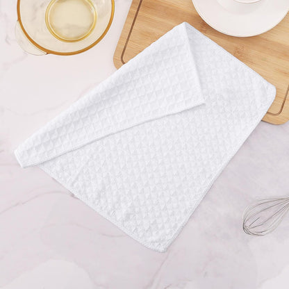 Microfiber Waffle Weave Kitchen Dish Cloths, 12 X 12 Inch Ultra Absorbent and Solid Color Dish Towels for Kitchen Fast Drying Dishcloth for Washing Dishes, 6 Pack, White