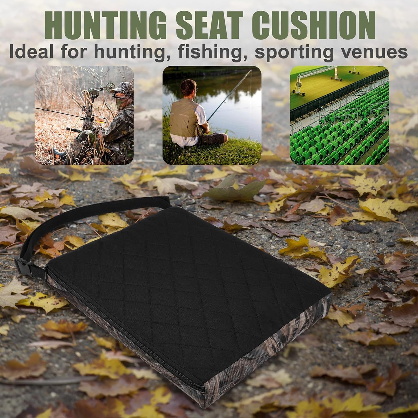 1PCS Portable Hunting Seat Cushion, 16.5 X 14.1 X2.3In Thickening Lightweight Outdoor Cushion, Waterproof Sponge Dirty Proof Pad for Hunting, Camping, Stadium, Outdoor Sports(Reed Camouflage)