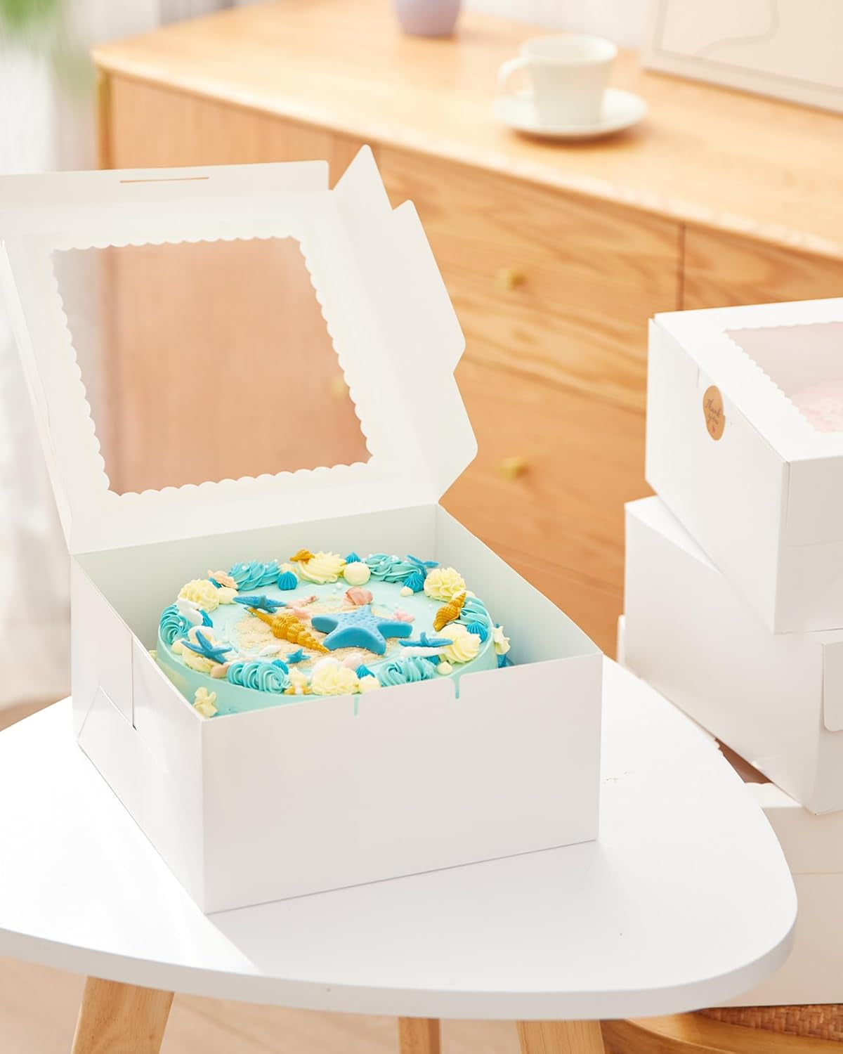 24Pcs Cake Boxes with Window, 10 X 10 X 5 Inches Bakery Boxes Treat Cookie Dessert Boxes Pastry Box for Cake, Chocolate Covered Strawberries, Cupcakes, Donuts, Baked Goods