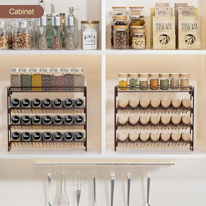 4 Tier Spice Rack Organizer for Cabinet, Detachable Spice Rack for Countertop, Freestanding Spice Organization for Cabinet, Seasoning Organizer for Kitchen Pantry (13.4" Wx11.2 H, No Jars)