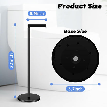 Toilet Paper Holder Stand, Bathroom Toilet Paper Roll Holder Stainless Steel Free Standing, Storage for 4 Rolls of Paper, Matte Black