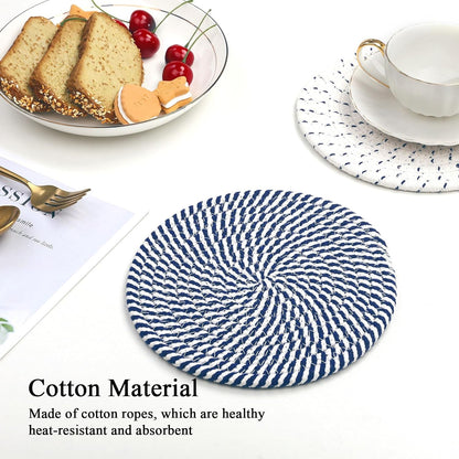 Trivets for Hot Dishes, 6 Pieces 8 Inches Cotton Trivets Mats for Kitchen, Hot Pads for Countertops and Table, Heat-Resistant Pot Holders for Hot Pots and Pans, 6Pcs