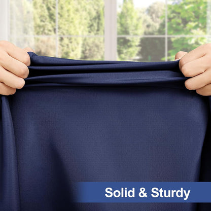 Rectangle Table Cloth Cover, Waterproof Polyester Elastic Fitted Tablecloth, Fits for 6 Foot Folding Tables, Washable Table Protector for Picnic, Camping, Outdoor (Navy Blue, 30" X 72")